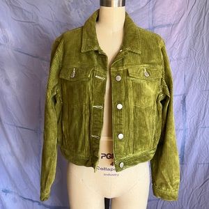 Rolla’s moss green corduroy trucker jacket